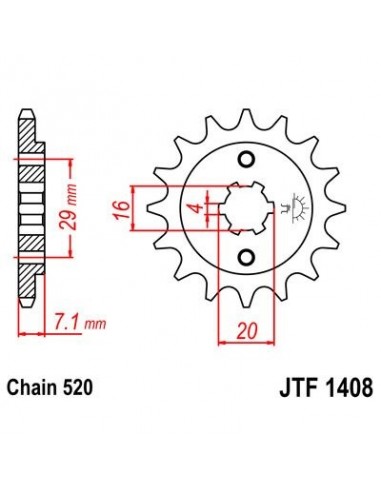 Piñon JT 1408 de acero con 15 dientes