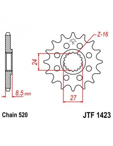 Piñon JT 1423 de acero con 17 dientes