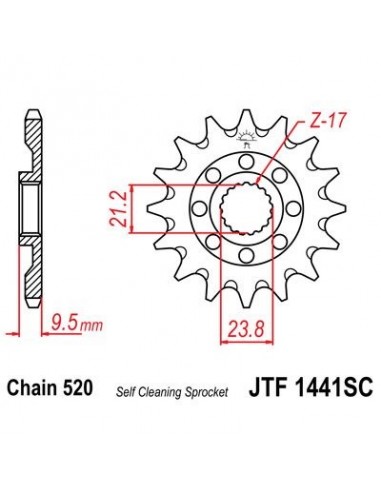 Piñon JT 1441SC  autolimpiable de acero con 13 dientes