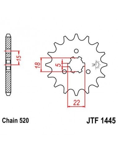 Piñon JT 1445 de acero con 11 dientes