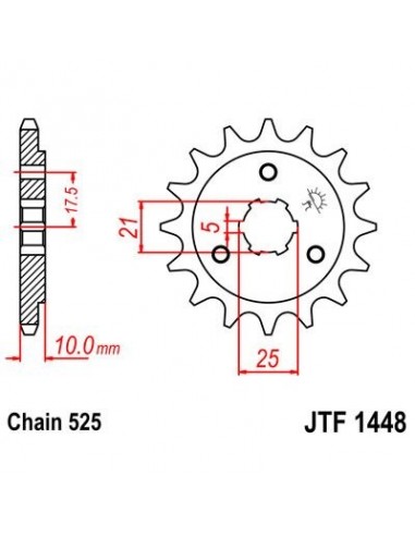 Piñon JT 1448 de acero con 15 dientes