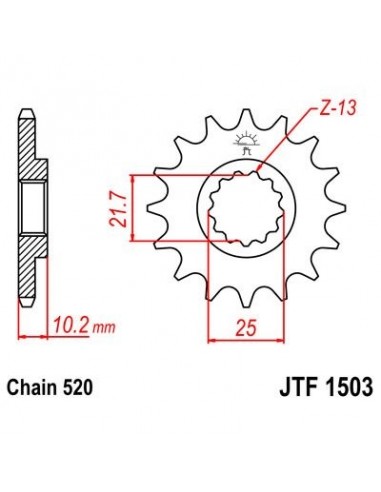 Piñon JT 1503 de acero con 12 dientes