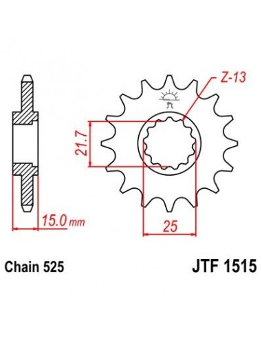 Piñon JT 1515 de acero con 15 dientes