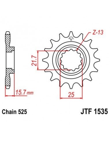 Piñon JT 1535 de acero con 15 dientes