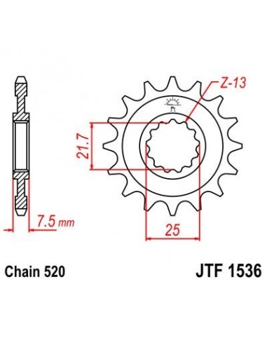 Piñon JT 1536 de acero con 14 dientes