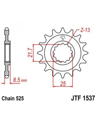 Piñón JT 1537 de acero con 14 dientes