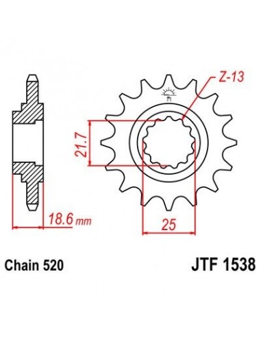 Piñón JT 1538 de acero con 14 dientes Z800