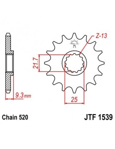 Piñon JT 1539 de acero con 14 dientes