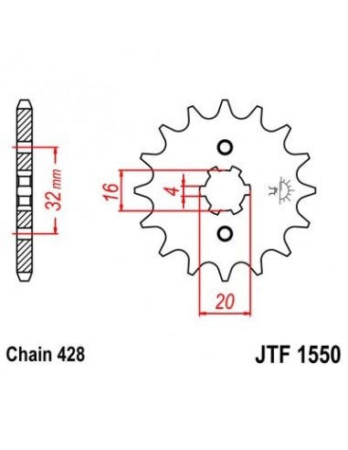 Piñon JT 1550 de acero con 14 dientes