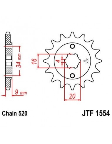 Piñon JT 1554 de acero con 13 dientes