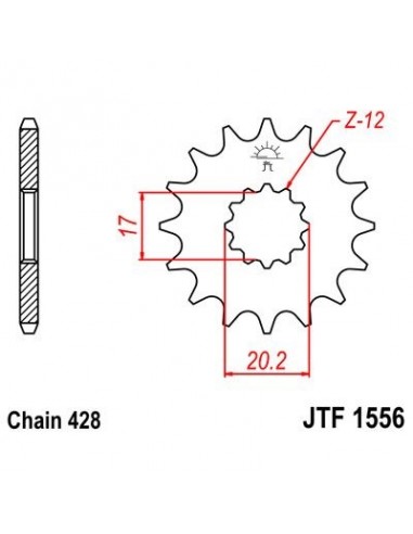 Piñon JT 1556 de acero con 12 dientes