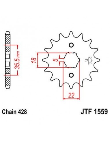 Piñon JT 1559 de acero con 14 dientes