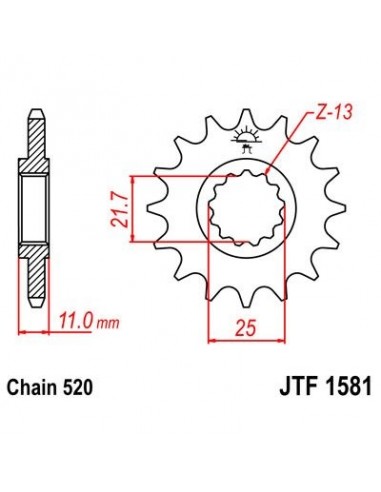 Piñón JT F1581 de acero con 14 dientes