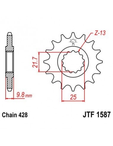 Piñon JT 1587 de acero con 19 dientes