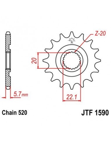 Piñón JT 1590 de acero con 12 dientes