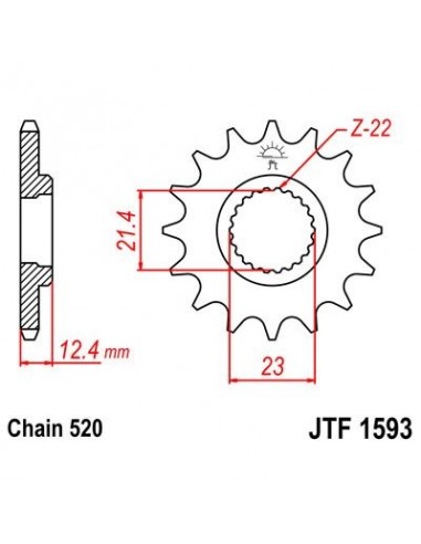 Piñon JT 1593 de acero con 14 dientes