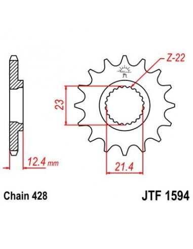 Piñon JT 1594 de acero con 15 dientes