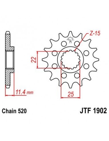 Piñon JT 1902 de acero con 14 dientes