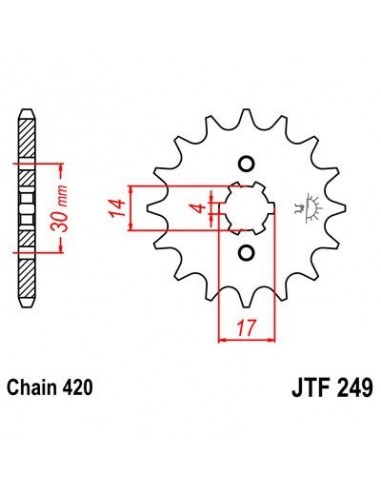 Piñon JT 249 de acero con 13 dientes