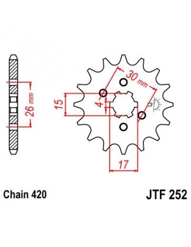 Piñon JT 252 de acero con 12 dientes