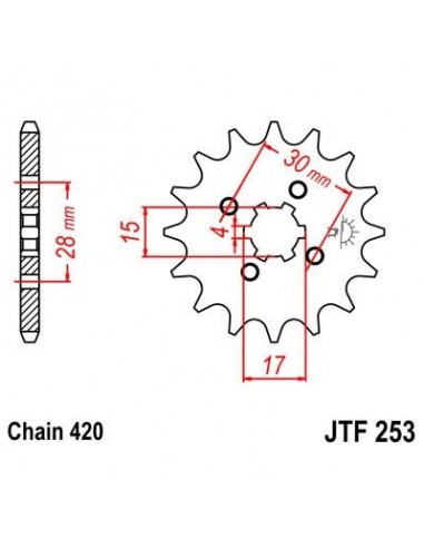 Piñon JT 253 de acero con 13 dientes