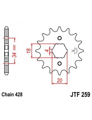 Piñón JT 259 de acero con 13 dientes