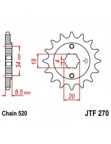 Piñón JT 270 de acero con 13 dientes