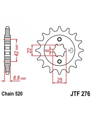 Piñon JT 276 de acero con 16 dientes