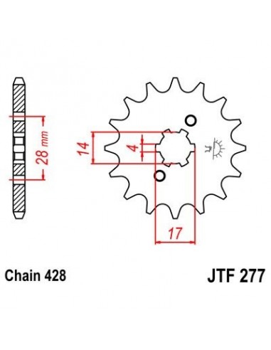 Piñon JT 277 de acero con 13 dientes