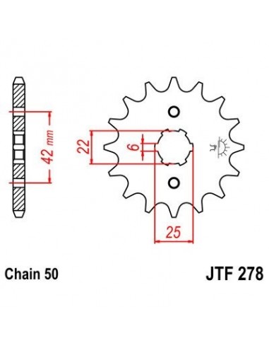 Piñon JT 278 de acero con 15 dientes