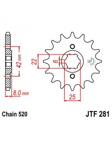 Piñon JT 281 de acero con 13 dientes