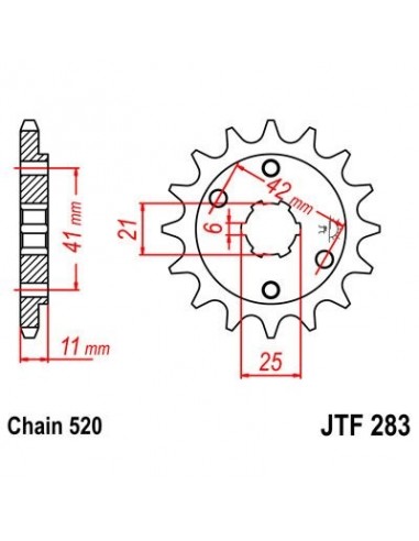 Piñon JT 283 de acero con 14 dientes