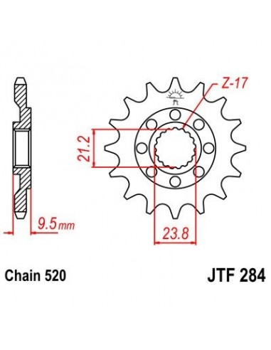 Piñón JT 284 de acero con 12 dientes