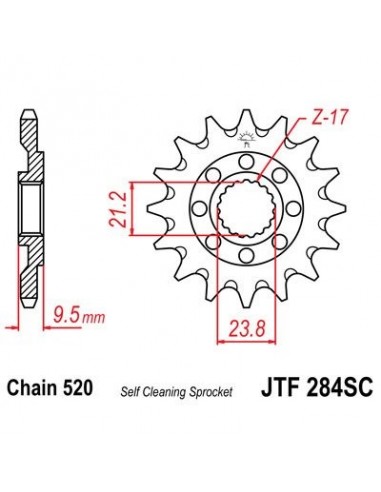 Piñon JT 284SC  autolimpiable de acero con 13 dientes