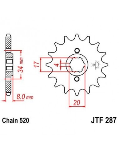 Piñon JT 287 de acero con 13 dientes