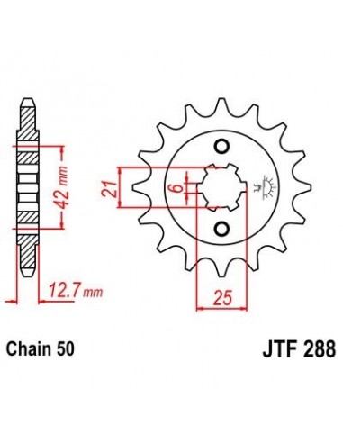 Piñon JT 288 de acero con 17 dientes