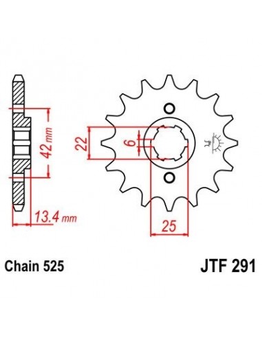 Piñon JT 291 de acero con 15 dientes