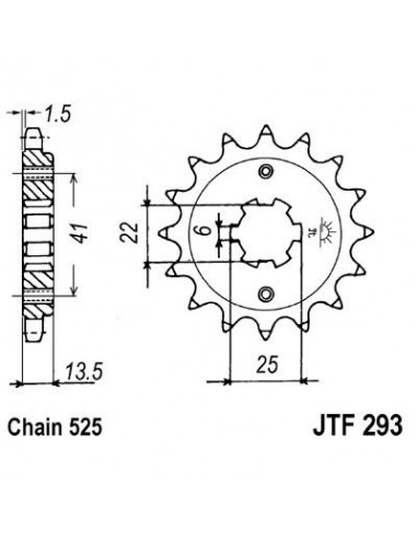 Piñon JT 293 de acero con 15 dientes