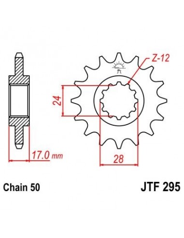 Piñon JT 295 de acero con 15 dientes