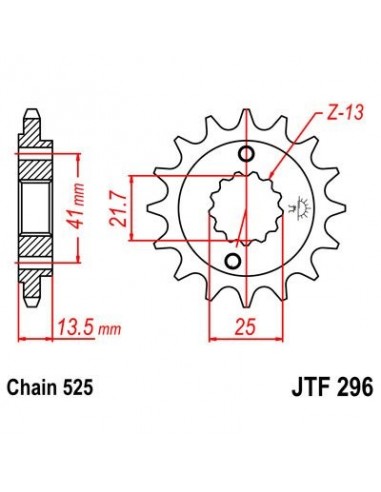 Piñon JT 296 de acero con 15 dientes