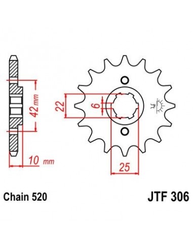 Piñon JT 306 de acero con 15 dientes