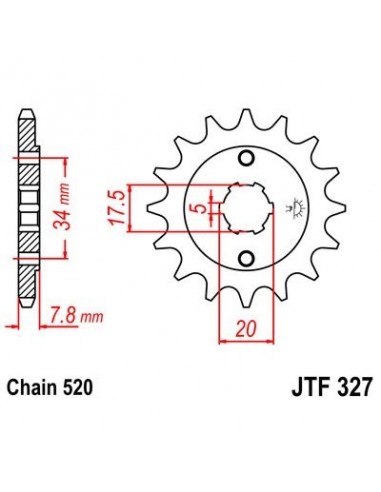 Piñón JT 327 de acero con 12 dientes