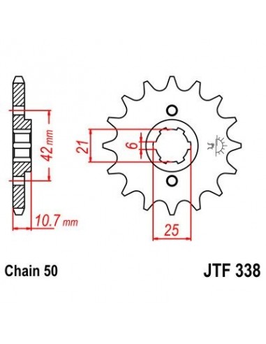 Piñon JT 338 de acero con 16 dientes