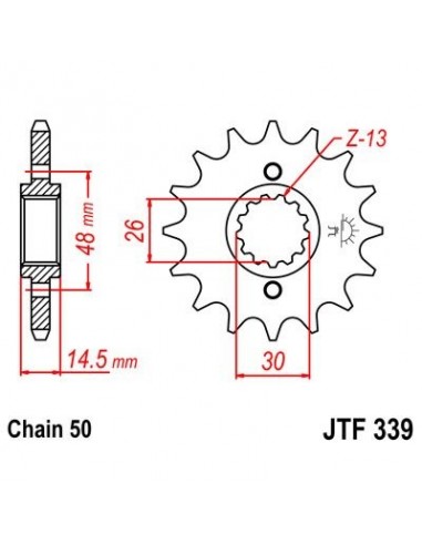 Piñón JT 339 de acero con 15 dientes