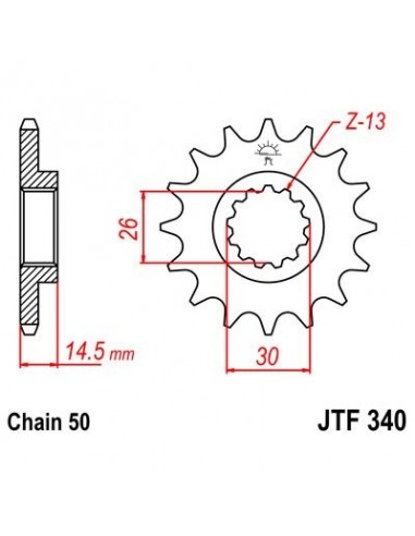 Piñon JT 340 de acero con 18 dientes