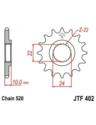 Piñon JT 402 de acero con 13 dientes