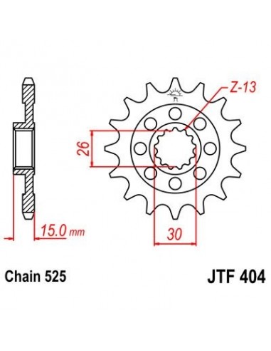 Piñon JT 404 de acero con 17 dientes