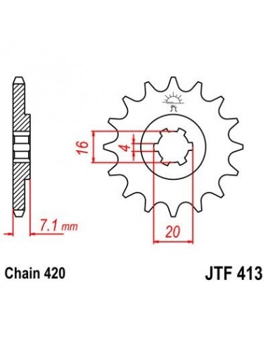 Piñon JT 413 de acero con 12 dientes