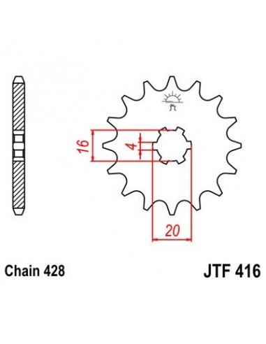 Piñon JT 416 de acero con 13 dientes