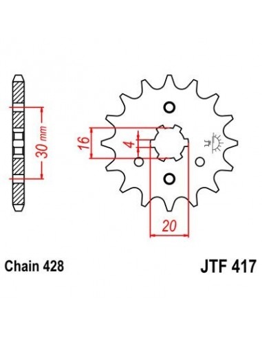 Piñon JT 417 de acero con 14 dientes